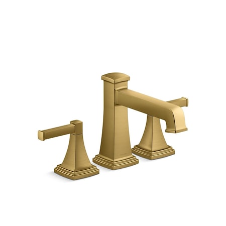 Kohler Riff 2H Deck Mount Bath Filler Vibrant Brushed Moderne Brass K-T27405-4-2MB